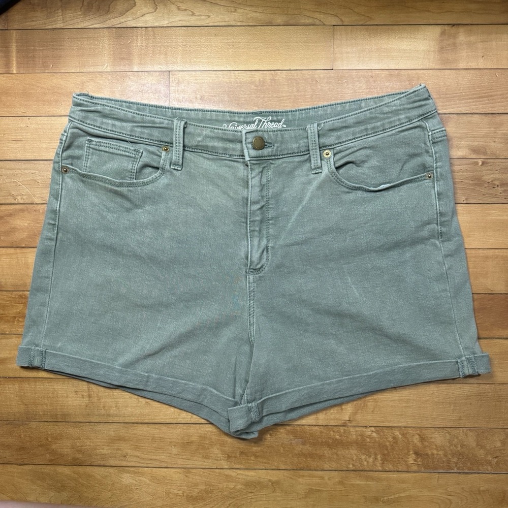 Universal Thread Women's Denim Shorts Green Stretch Size 16